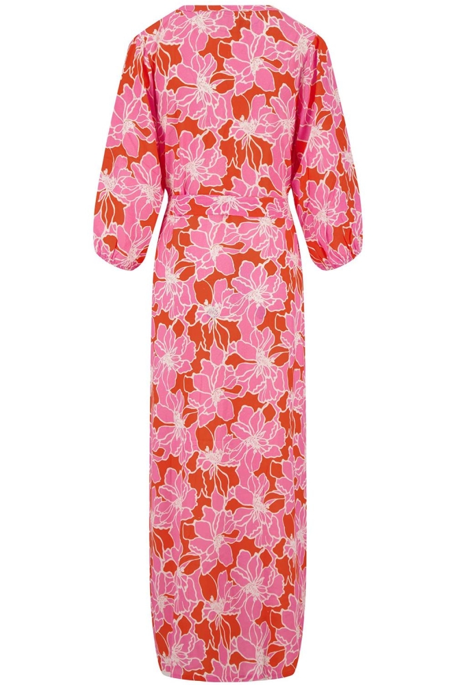 JURK MET BLOEMEN PRINT 0301 107 7191 FEL ROZE/ORANJE